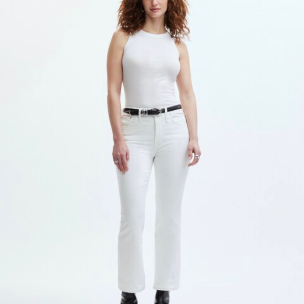 NWT Madewell The Tall Curvy Kick Out Crop Jean—pure white size T33